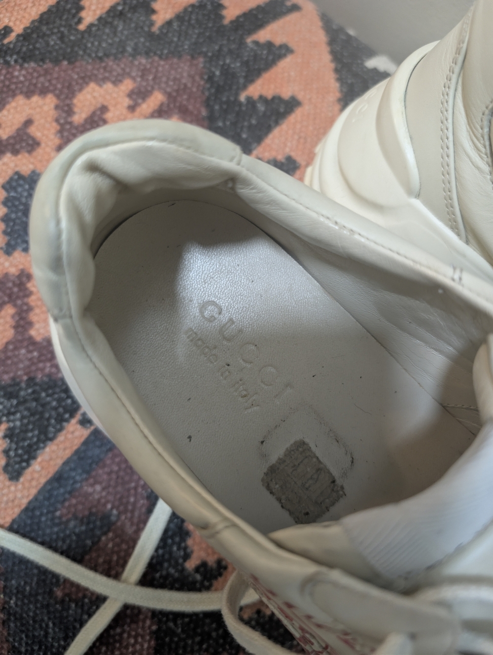 Gucci Rhyton Cream Leather Men's Sneakers Size US 9, Gucci 8 - Picture 9 of 15